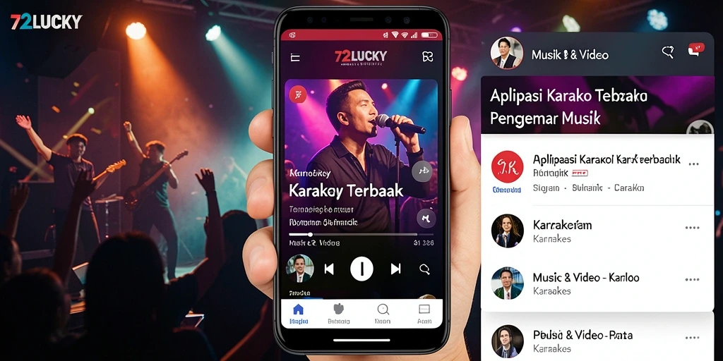 Tampilan fitur karaoke interaktif pada 72LUCKY.