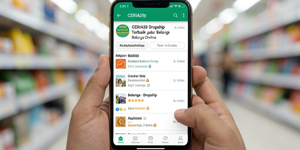 Antarmuka aplikasi CERIA33 dengan fitur dropship yang menarik.