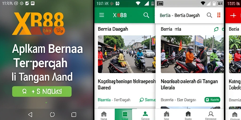 Tampilan antarmuka aplikasi XR88 untuk berita daerah.